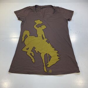 WYOMING COWBOYS UNIVERSITY COLLEGE FOOTBALL T SHIRT Womens XL Brown